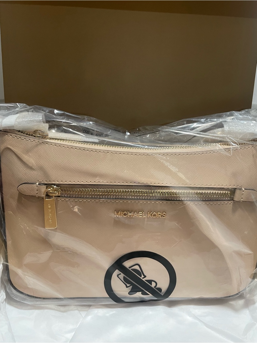Michael Kors Jet Set Bag Saffiano Leather Crossbody & Shoulder Bag Chain BUFF - Picture 5 of 16